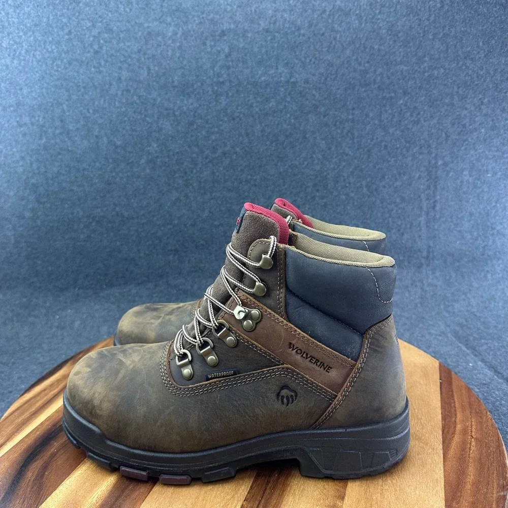 Wolverine Boots Mens Size 7M Caborn Steel Toe Work Dark Brown Ankle Waterproof